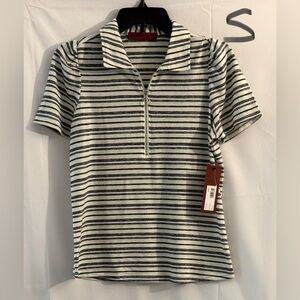 Striped Black and White Women's Short Sleeve Top